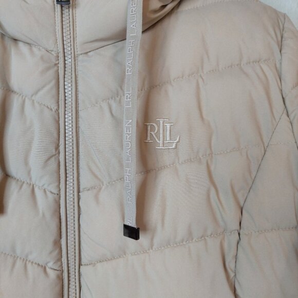 Lauren Ralph Lauren Hooded Puffer Jacket Size Large In Birch - Picture 3 of 11